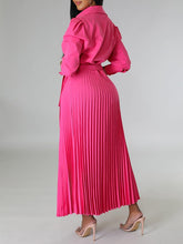 Indiebeautie Solid Pleated Shirt Dress